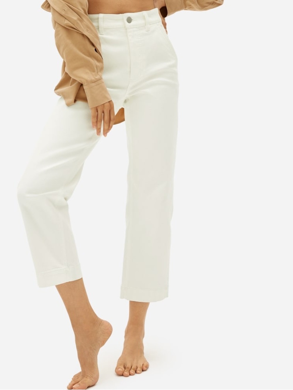Everlane Straight Cropped High Rise Cotton Stretch Jeans -Bone Size 6